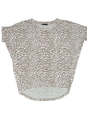 Staccato Women’s M Beige Leopard Print Oversized Dolman Hi-Low Top